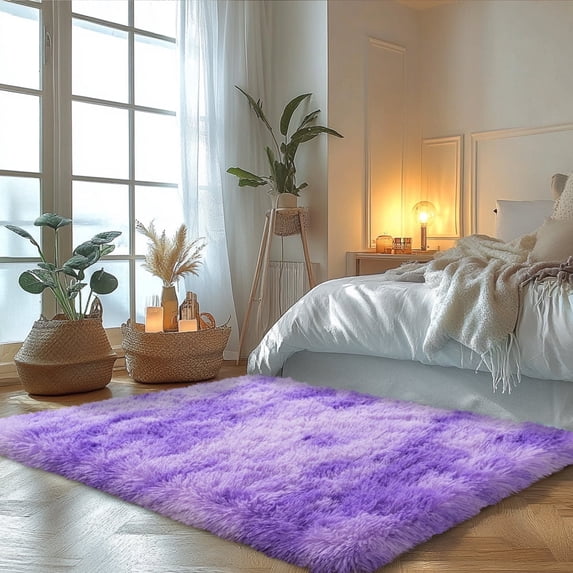 Socofuz Large Fluffy Rug for Living Room, Super Soft Plush Modern Indoor Carpet for Bedrooms Children's Rooms Nurseries Home Decor, 8x10ft Tie Dye Purple