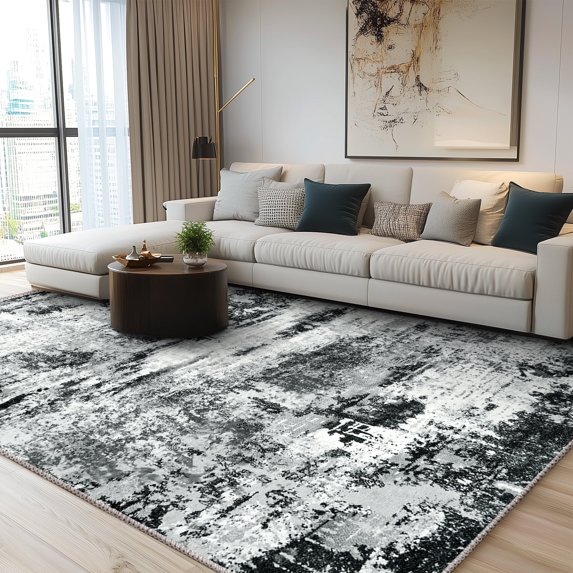 Socofuz Machine Washable Abstract Non-Shedding Area Rug, 8'x10' Large Carpet for Bedroom Dining Room Kitchen
