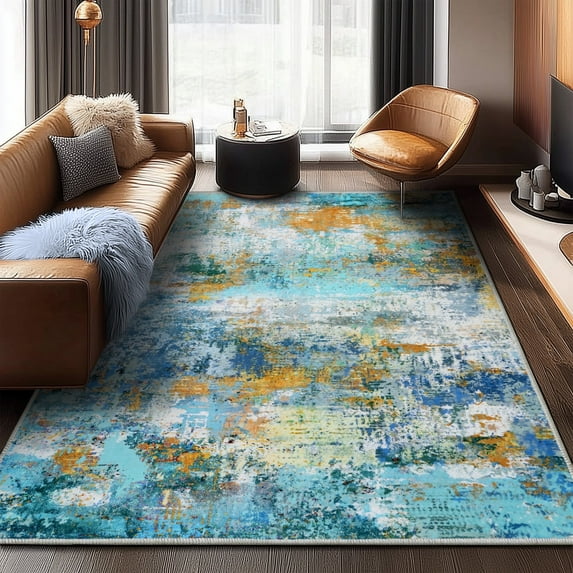 Socofuz Machine Washable Non-slip Carpet, Colorful Soft Area Rugs for Living Room Bedroom Dining Room Farmhouse, 5'x7'