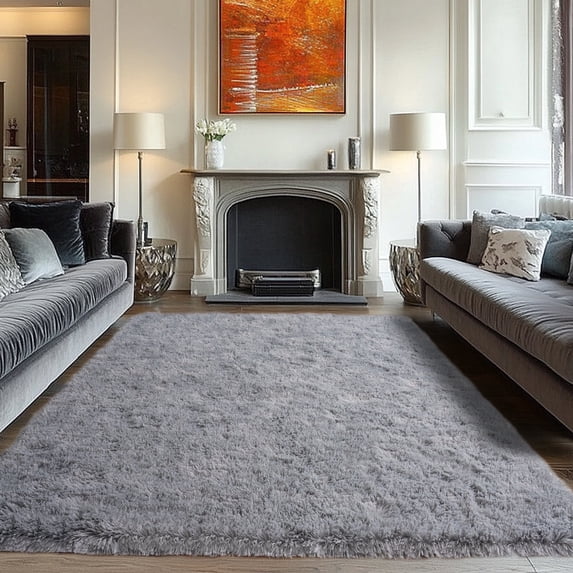 Socofuz Modern Soft Fluffy Carpet for Living Room, Shaggy Rug for Bedroom Nursery Room, 6'x9', Light Grey
