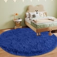 thumbnail image 1 of Socofuz Round Fluffy Rugs for Bedroom, Non-Slip Cute Soft Shaggy Carpet For Living Room, 6'x6' Blue, 1 of 8