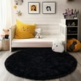 thumbnail image 1 of Socofuz Small Area Rug, 3x3 Round Black Indoor Ultra Soft Plush Rugs for Kids Boys Room, Non-Skid Rugs, Modern Nursery Faux Fur Carpet for Bedroom, 1 of 7