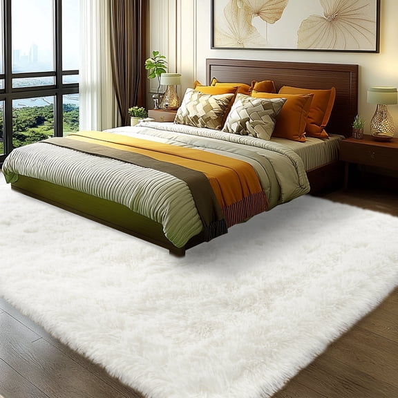 Socofuz Soft Indoor Modern Area Rugs, Fluffy Carpets for Living Room Children Bedroom Nursery, 8'x10', Cream White