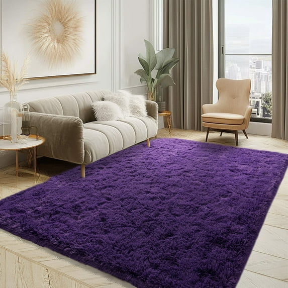 Socofuz Ultra Soft Indoor Modern Fluffy Rugs, Shaggy Carpets for Children Bedroom Nursery Home Decor, 5' x 7',Grape Purple