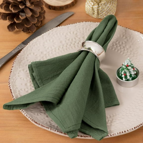 Socomi Linen Napkins Olive Green Easter Spring Cloth Napkins Bulk Washable Cotton Set of 6 17"x17" for Wedding Party Bridal Baby Shower Birthday Table Decorations