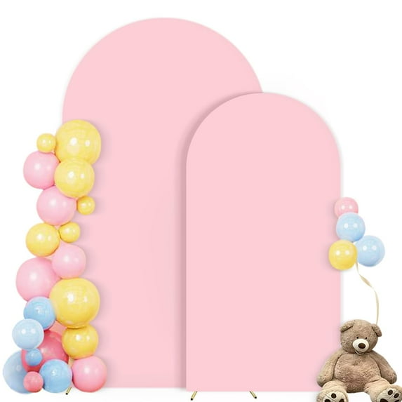 Socomi Wedding Arch Cover Spandex Fitted Stand Covers Round Top Chiara for Bridal Baby Shower Birthday Party Outdoor Decoration Pink 6FT and 7.2FT C91