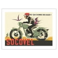 thumbnail image 1 of Socovel Motorcycles - The Moto Gives You Wings (La Moto Qui Donne Ailes) - Vintage Advertising Poster by Guy Georget c.1940 - Fine Art Matte Paper Print (Unframed) 18x24in, 1 of 4