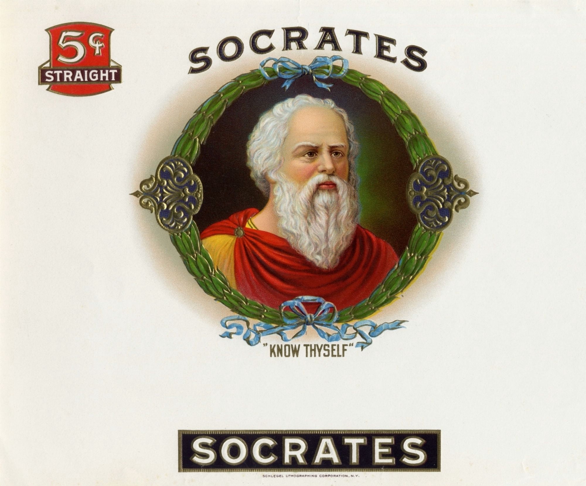 Socrates 470 To 399 Bc Ancient Greek Philosopher Chromolithograph From Early American Twentieth Century Cigar Box Canvas Art - Ken Welsh Design Pics (30 x 26)