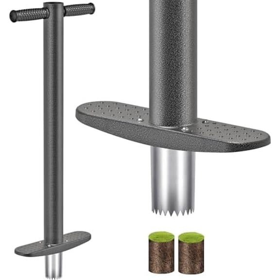 Sod Plugger, Bulb Planter Tool with Soft Rubber Grip, Grass Plugger Tool with Stainless Steel Sharp Serrations, Sod Plugger Turf Cutter for Lawn Planting Bulbs and Grass Repair