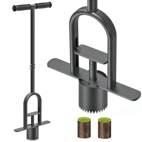 Sod Plugger Tool Grass Plugger Tool With Dual Pedals Foot Ejector Bulb Planter W Sharp Serrations And NonSlip Soft Grip Handle For Lawn Planting Bulbs And Grass Repair Easy Assembly