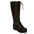 thumbnail image 1 of Soda Ahoy-S Leatherette Buckle Lace Up Military Knee High Boot, 1 of 5
