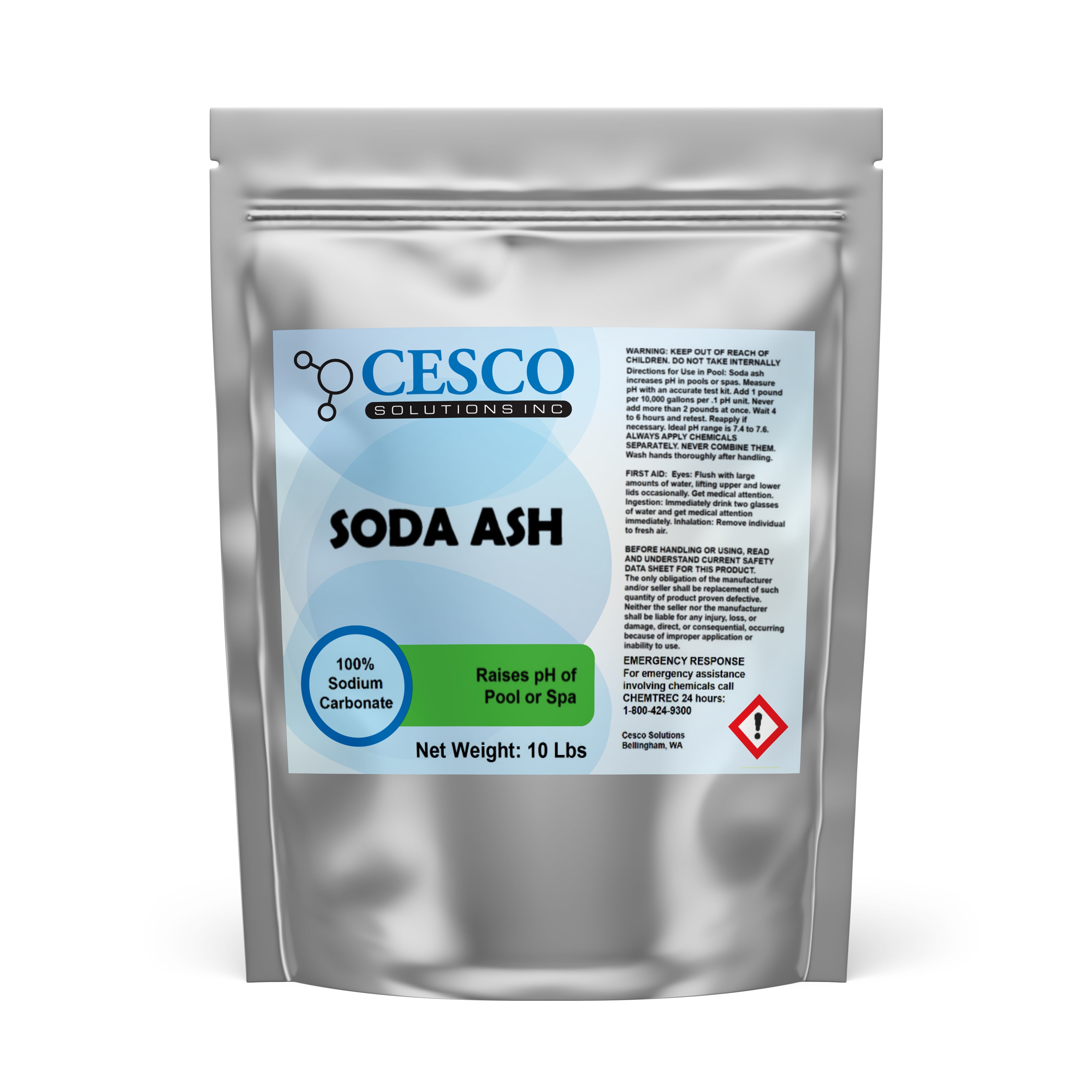 Soda Ash 10lbs – Tie Dye  - Sodium Carbonate Washing Soda - Stain Remover - Increase Pool pH Levels - Prevents Etching - Raises Alkalinity – Laundry Booster