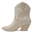 thumbnail image 1 of Soda “BLAZING” Women's Western Ankle Boots, Stitched, Pointed Toe, Low Heel - Bone - Size 6, 1 of 4