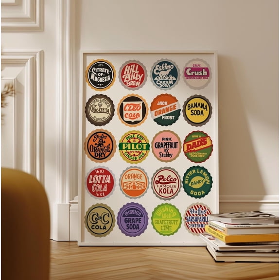Soda Bottle Caps Kitchen Wall Art Retro Decor