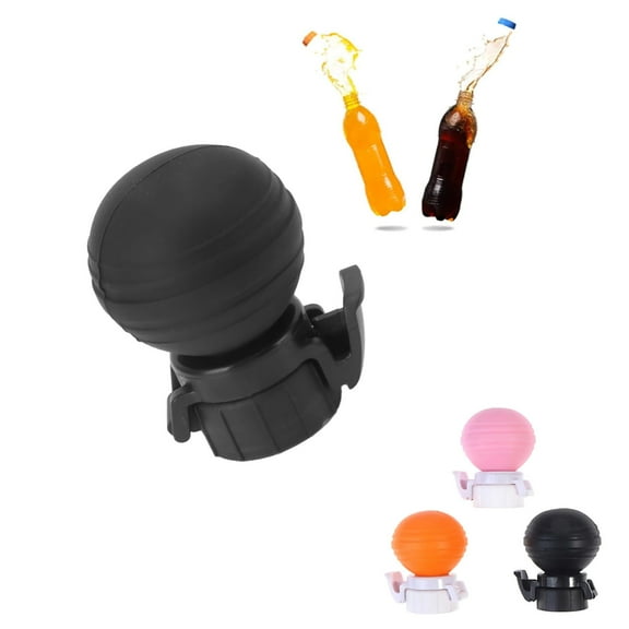 Soda Bottle Lids with Inflated Pump, Silicone Leak Proof Carbonated Drink Air Pump Lid Cap Saver Stopper Lids Keep Drink Fresh, Black