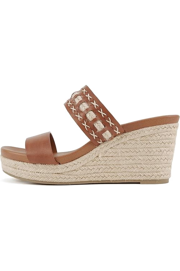 Soda Bow Women Open Round Toe Double Strap Wedge Sandals