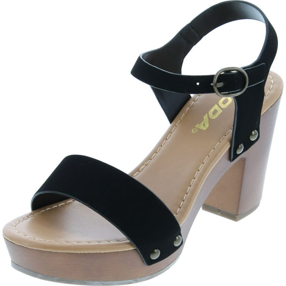 Soda CHIVAS ~ Women's Bold Buckles Studded Wedge Sandal