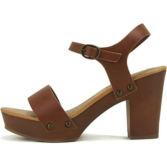 Soda CHIVAS ~ Women's Bold Buckles Studded Wedge Sandal