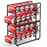 Soda Can Dispenser Organizer Storage Rack, 2 Pack Stackable Beverage Soda Can Organizer Holder for Refrigerator, Cabinet, Pantry -Black
