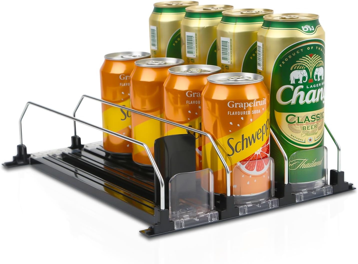 Soda Can Dispenser for Refrigerator 3 Row Automatic Pusher Glide
