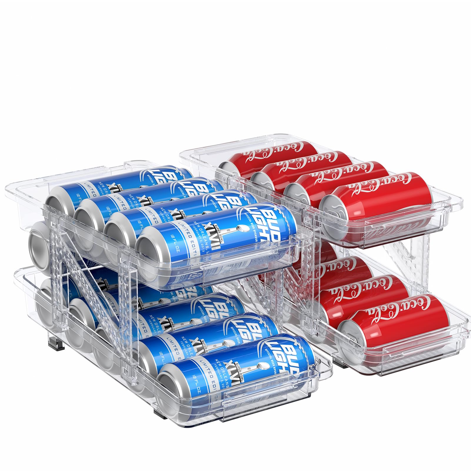 2 Pack SimpleHouseware Chrome Can Organizer Stackable, FrontLoading