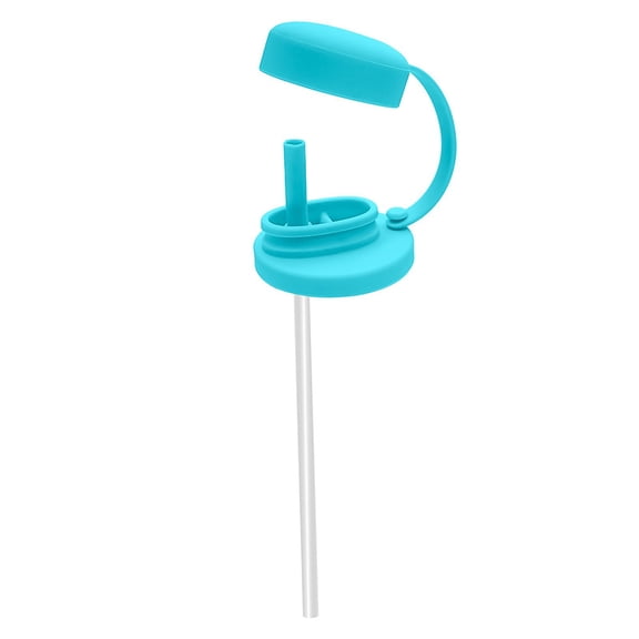 Soda Can Lids with Straw, 2Pcs Tethered Flip Top Can Topper, Silicone Spill Proof Airtight Beverage Can Cover, Reusable Seal Cap Fits for Standard Size Beer Beverage Juice Seltzer, Blue