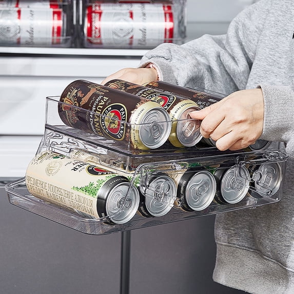 Soda Can Organizer Clear Refrigerator Bin for Soda Cans (12 Count)