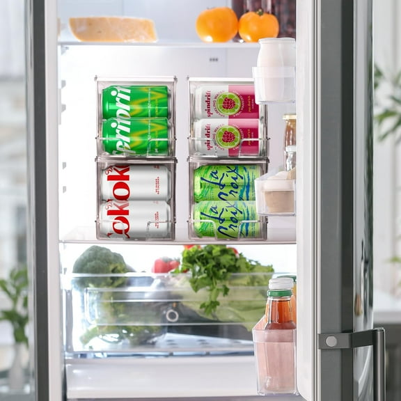 Soda Can Organizer & Dispenser for Fridge - Stackable Drink Holder, , 2 Pack