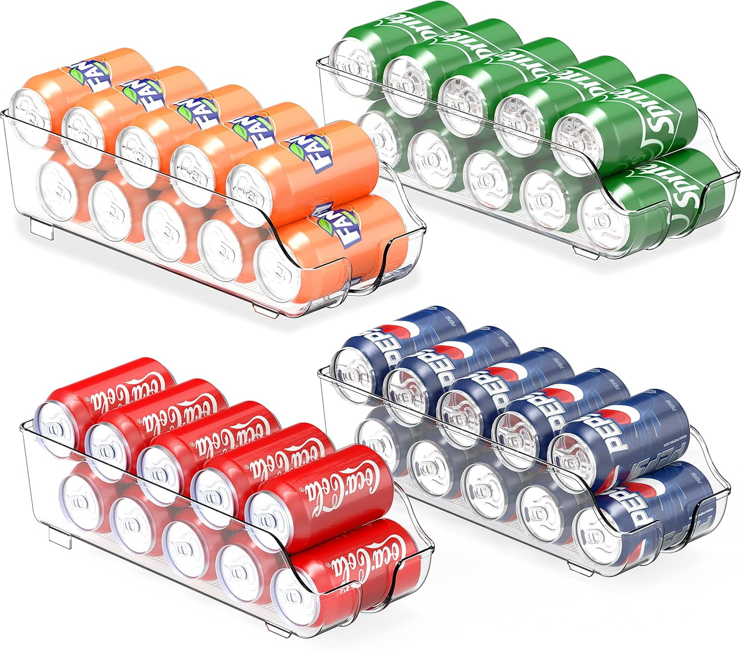 Soda Can Organizer for Pantry / Refrigerator, Clear, Set of 2