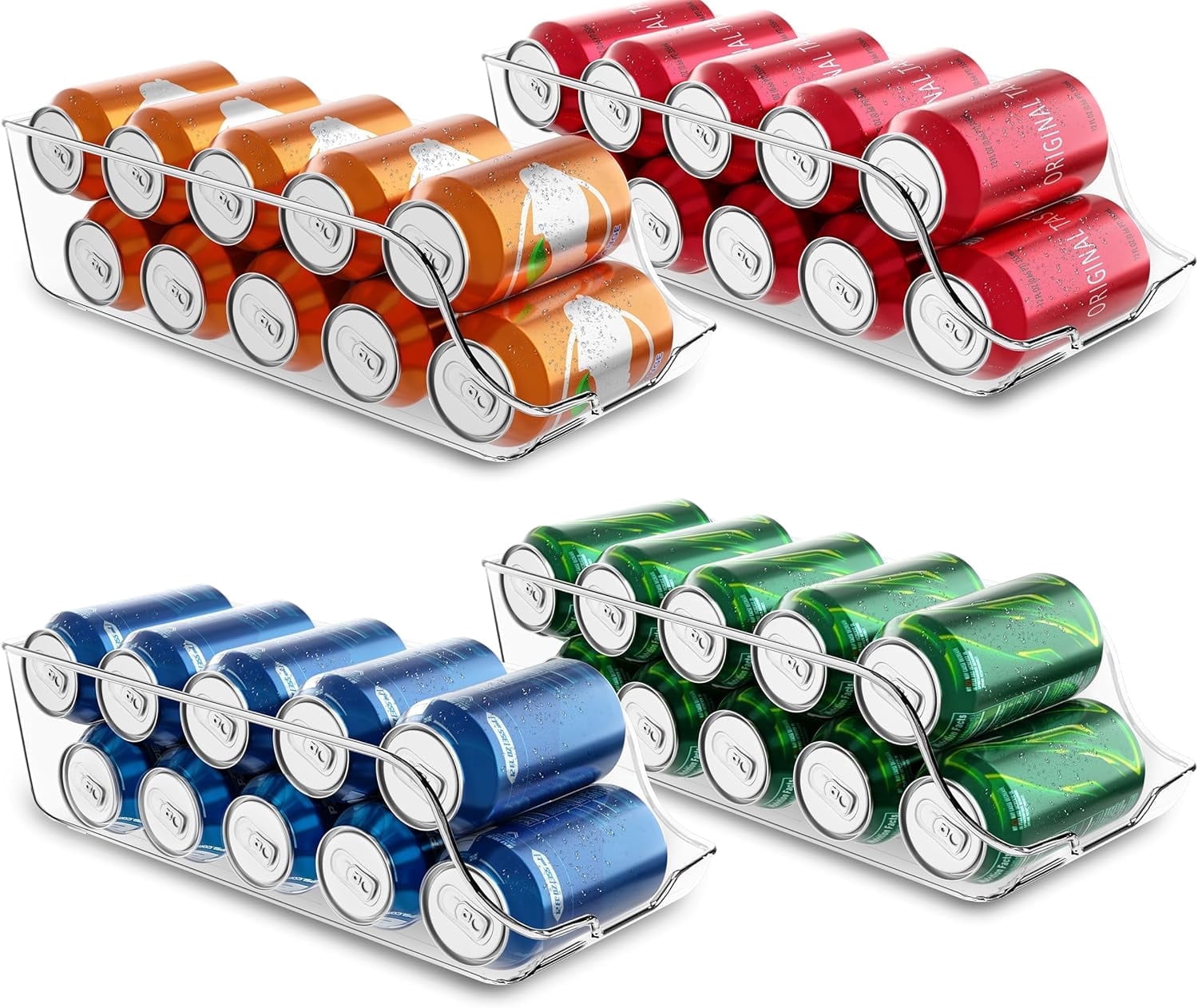 Soda Can Organizer for Refrigerator, Fridge Organizer,  Set of 4 Drink Organizer for Fridge