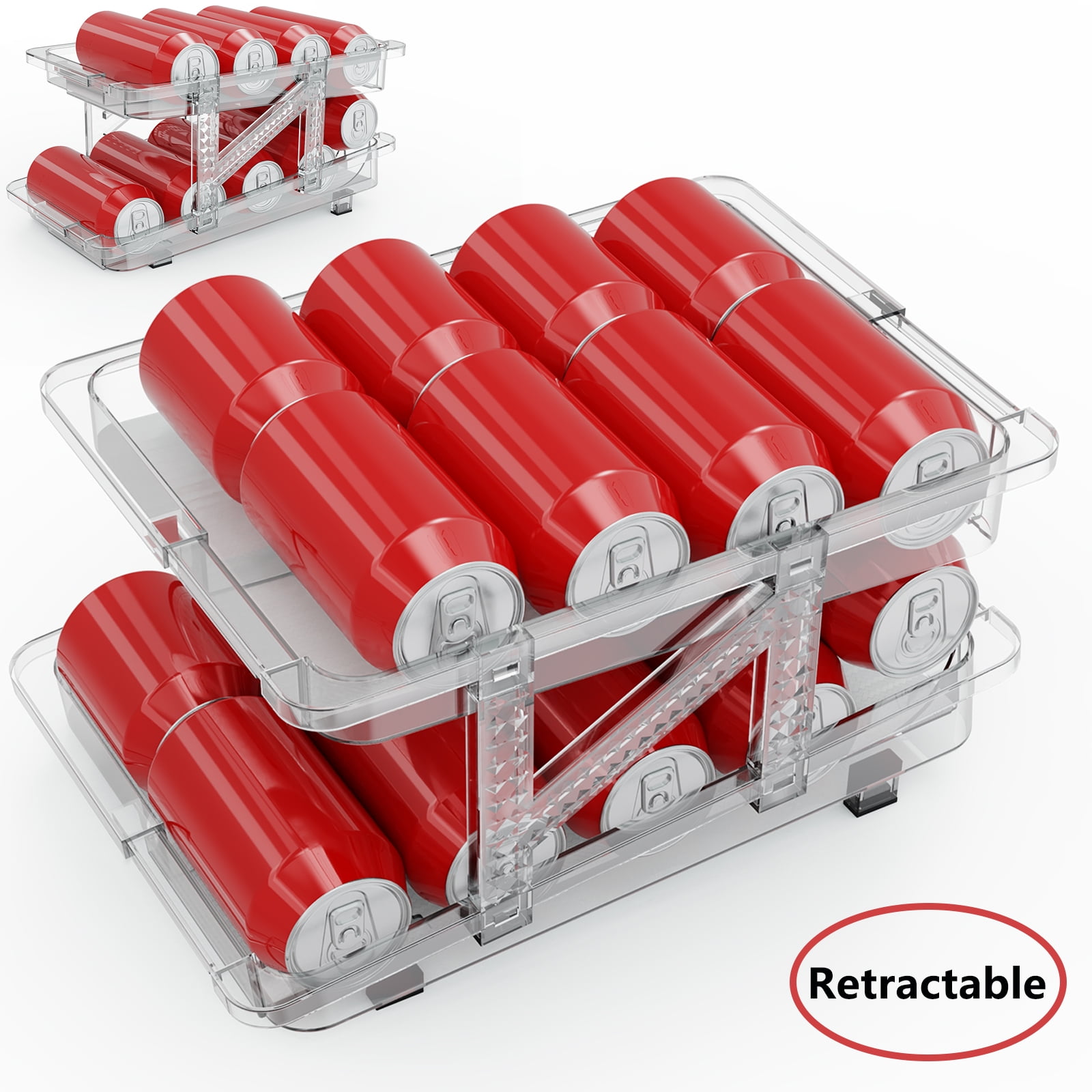 Soda Can Organizer for Refrigerator, Kitchen Soda Can Dispensers, Clear