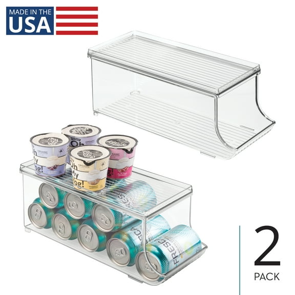 Soda Can Organizer with Lid for Pantry or Fridge - Storage for Cans of Soda, Seltzer, Soup, or Pet Food - Made in USA