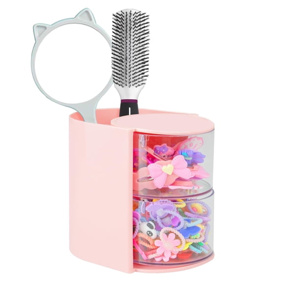 Soda Candy Hair Accessories Organizer with Hair Brush Holder 180° Rotating Makeup Brush Storage for Necklaces, Earring, Bracelet, Ring, Makeup Brushes, Hair Clip and Hair Accessories