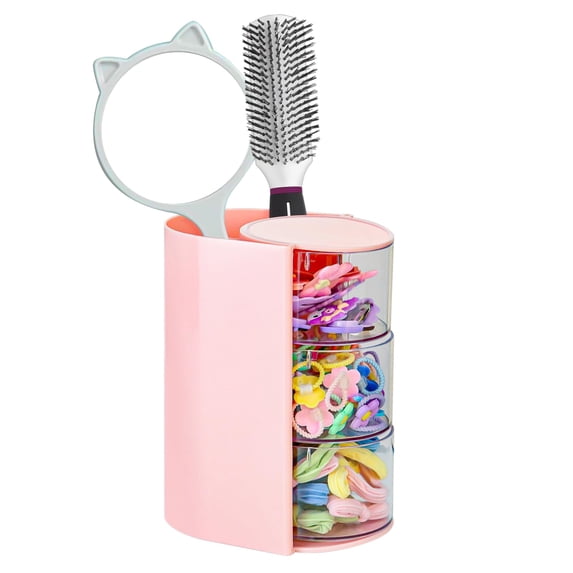 Soda Candy Hair Accessories Organizer with Hair Brush Holder 180° Rotating Makeup Brush Storage for Necklaces, Earring, Bracelet, Ring, Makeup Brushes, Hair Clip and Hair Accessories