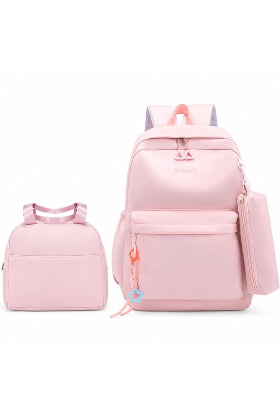 Backpack Set Lightweight Water Resistant School Simple Design Bookbag with Lunch Bag Pencil Case