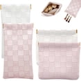 thumbnail image 1 of Soda Candy 4 Pack Checkered Small Makeup Bag for Purse, Waterproof Leather Mini Cosmetic Pouch No Zipper Self Closing Lipstick Coin Bag for Women Travel, 1 of 8