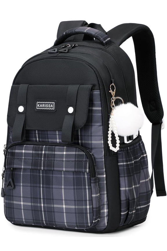 Girls Backpack Ideal Elementary Middle School Backpacks for Kids Cute Kawaii Large Capacity Bookbag with Reflective Strip, Black
