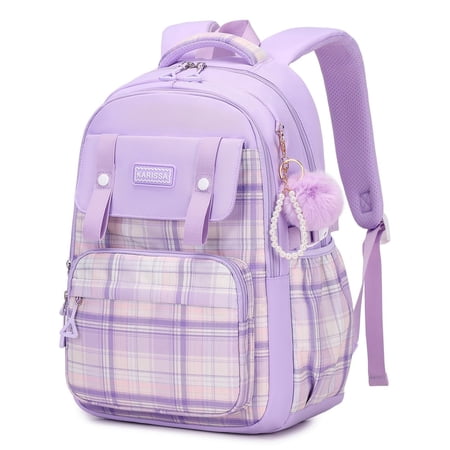 Soda Candy Girls Backpack Ideal Elementary Middle School Backpacks for Kids Cute Kawaii Large Capacity Bookbag with Reflective Strip, Purple