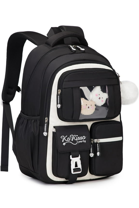 Backpack School Bookbags for Middle School Students Book Bag School Kawaii Ita Backpacks, Black