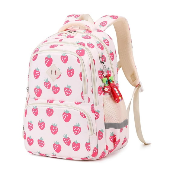 Soda Candy Backpacks Kawaii Printed Bookbags, Lightweight School Backpack, Waterproof Backpacks, Beige Strawberries