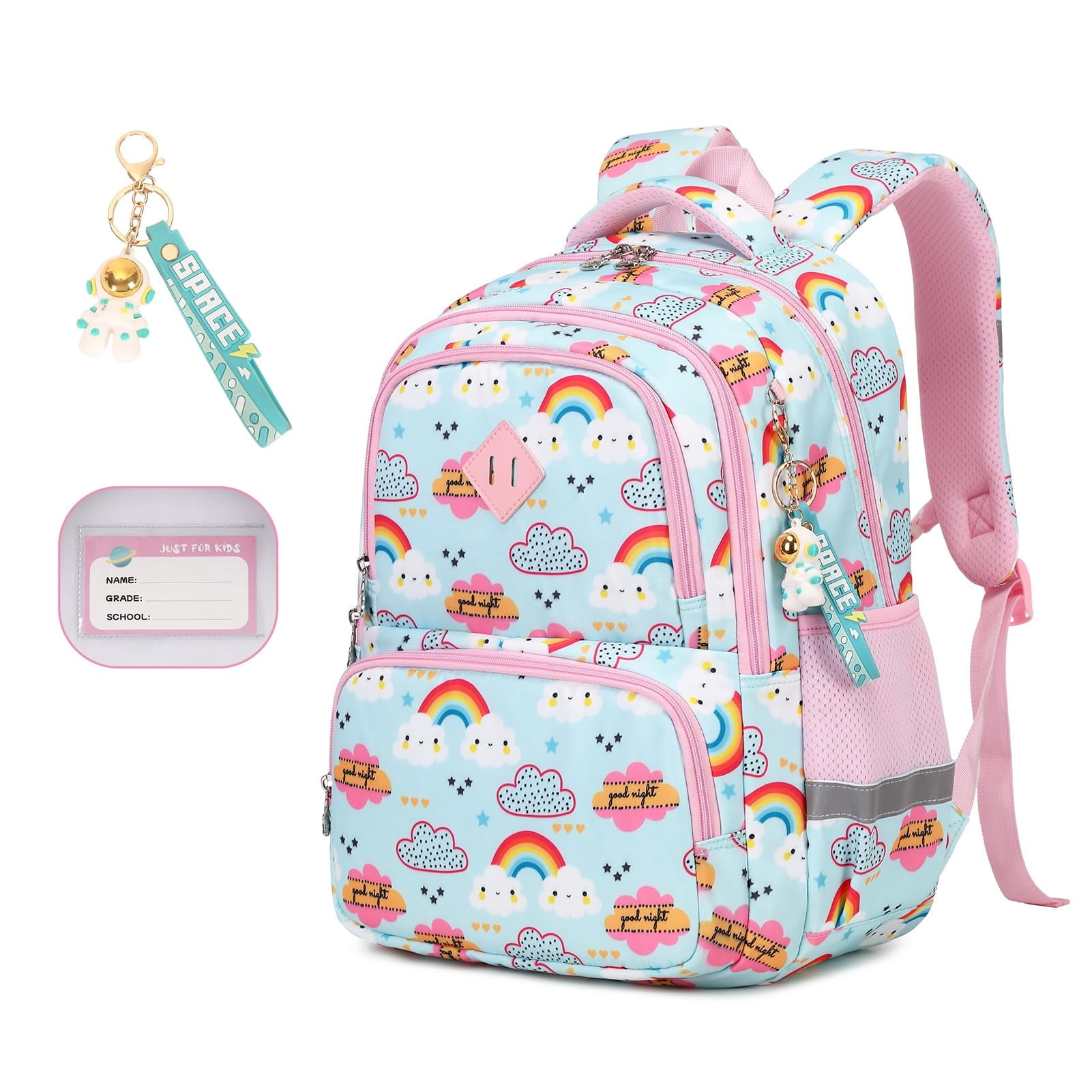 Soda Candy Kids Backpack Kawaii Printed School Girls Backpacks, Lightweight Water Resistant Boys Bookbag for Primary Kindergarten Elementary Preschool Middle School, Blue Rainbow