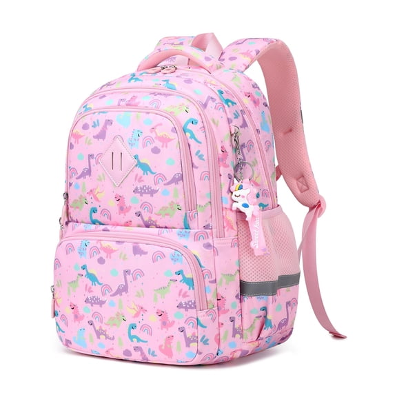 Soda Candy Kids Backpack Kawaii Printed School Girls Backpacks, Lightweight Water Resistant Boys Bookbag for Primary Kindergarten Elementary Preschool Middle School, Pink Dinosaur