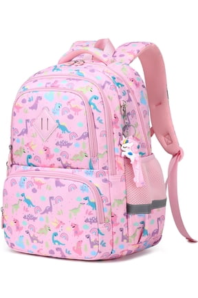 Kids Backpack Kawaii Printed School Girls Backpacks, Lightweight Water Resistant Boys Bookbag for Primary Kindergarten Elementary Preschool Middle School, Pink Dinosaur