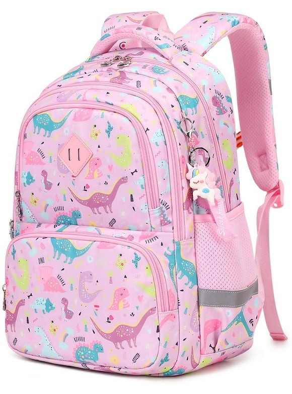 Backpacks Kawaii Printed Bookbags, Lightweight School Backpack, Waterproof Backpacks, Pink Dinosaur