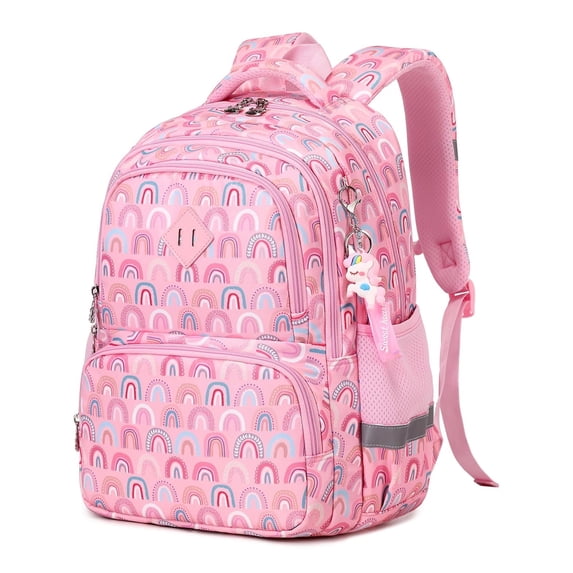 Soda Candy Kids Backpack Kawaii Printed School Girls Backpacks, Lightweight Water Resistant Boys Bookbag for Primary Kindergarten Elementary Preschool Middle School, Pink Rainbow