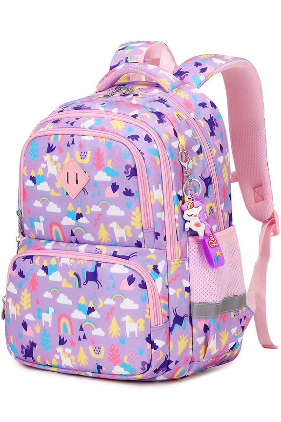 Backpacks Kawaii Printed Bookbags, Lightweight School Backpack, Waterproof Backpacks, Purple Rainbow