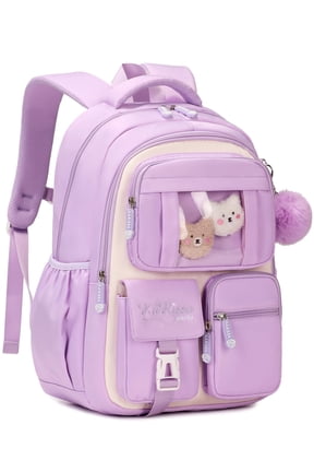 Backpacks for Girls Kawaii Ita Kids Backpack Water Resistant Lightweigt Students Bookbag for Elementary Primary Middle School, Purple and Beige