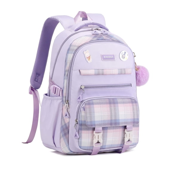 Soda Candy Backpacks for School Kawaii Large Bookbag with Multiple Compartments Lightweight Casual Daypack for High School College, Purple