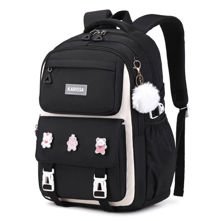 Soda Candy Backpacks with Anti-Theft Back Pocket, Lightweight School Backpack, Water Resistant Bookbag, Black