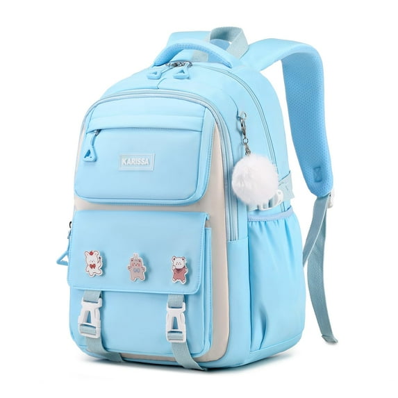Soda Candy Backpacks with Anti-Theft Back Pocket, Lightweight School Backpack, Water Resistant Bookbag, Light Blue